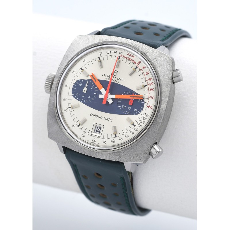 BREITLING (Chronographe Pilote Chrono-Matic Coussin / Silver-Blue / ref. 2111), vers 1969