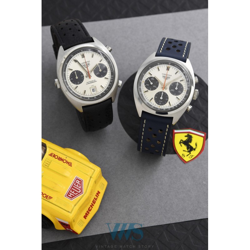 HEUER (Chronographe Carrera Tri-Compax Silver & Black / Panda / ref. 73653 S), vers 1970