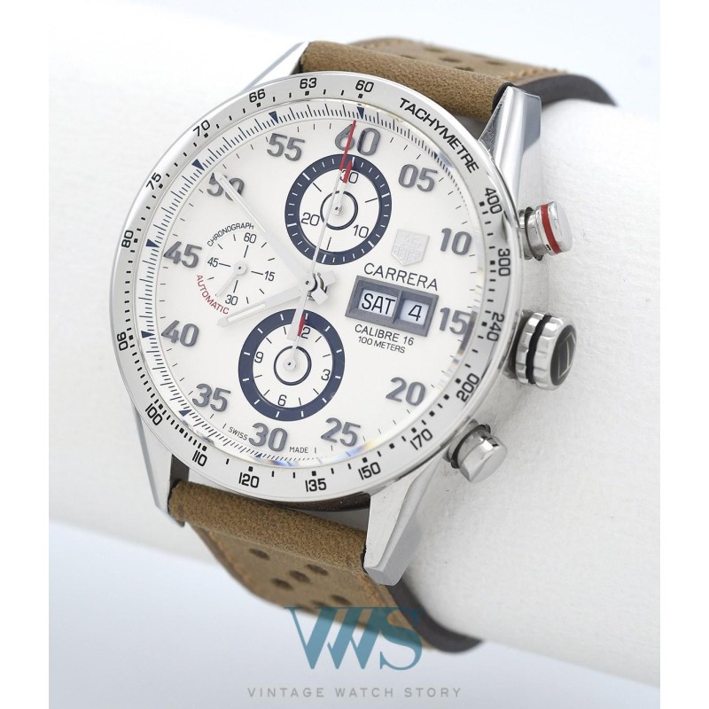 TAG HEUER (Chronographe Carrera Calibre 16 - Tachymètre / Day-Date White / ref. CV2A11.FC6236), vers 2011