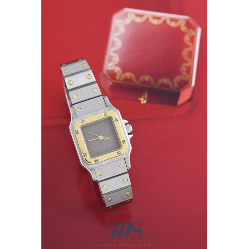 CARTIER (Santos Lady / Grey "Ghost dial - Or & Acier / ref. 0902), vers 1990