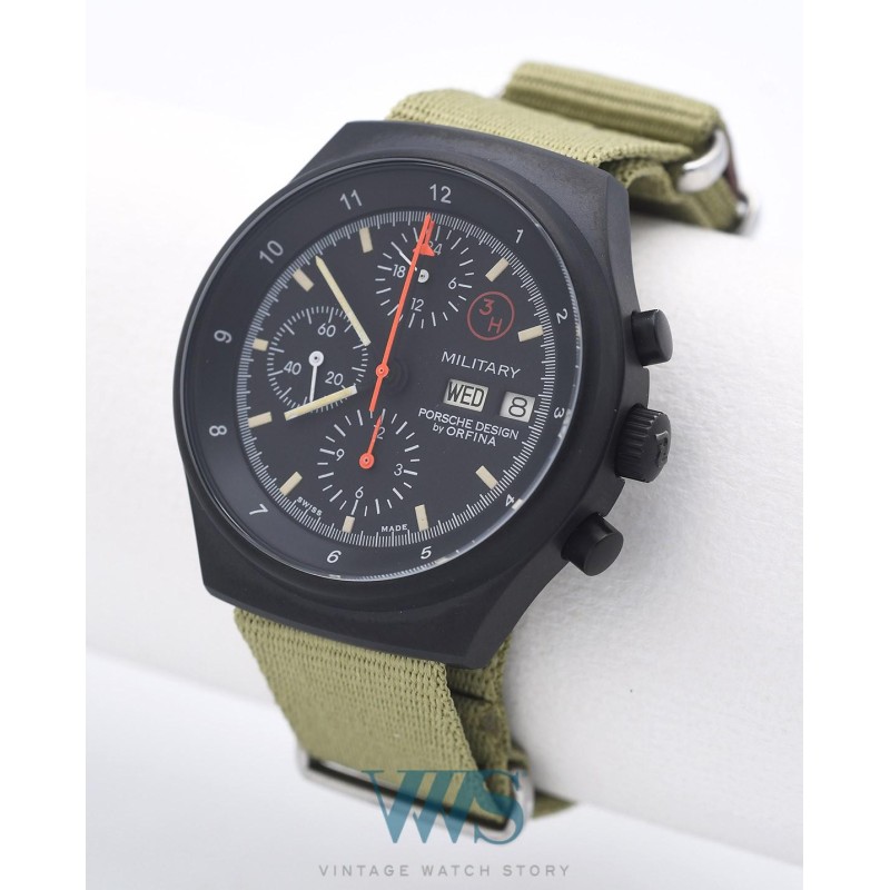 PORSCHE DESIGN (CHRONOGRAPHE MILITARY  BLACK by ORFINA / OTAN / ref. 7177), vers 1980