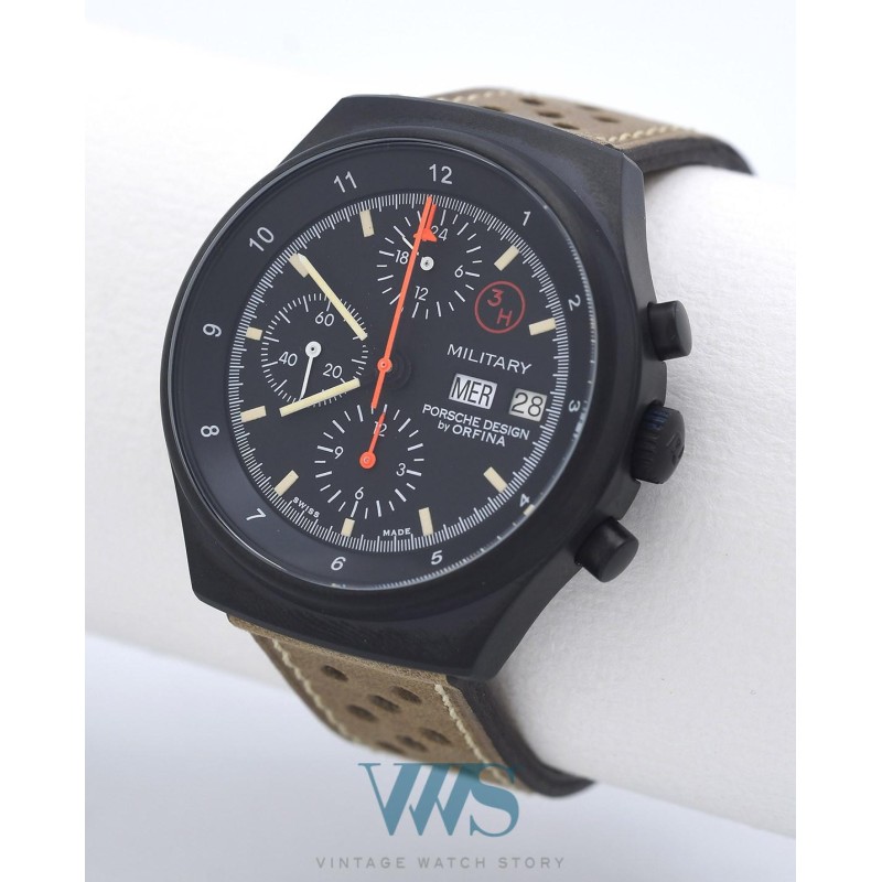 PORSCHE DESIGN (CHRONOGRAPHE MILITARY  BLACK by ORFINA / OTAN / ref. 7177), vers 1980