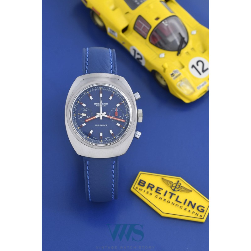 BREITLING (Chronographe Pilote Sprint - Tonneau Rallye Blue / ref. 2051), vers 1975